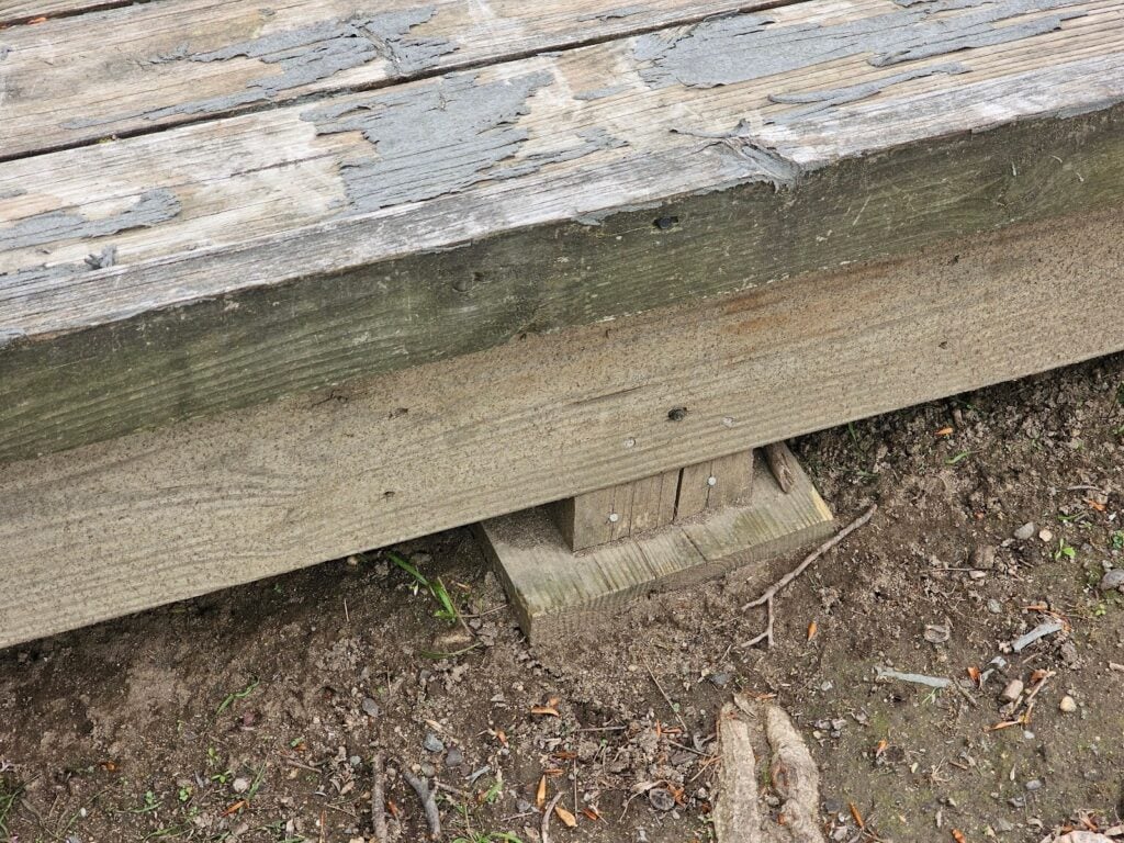 Modern wood deck platform near garden in Washington, DC