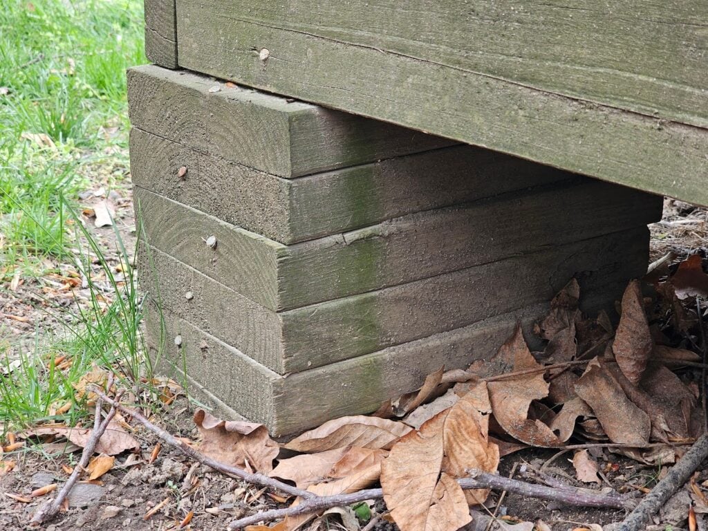 Deck platform framing close to soil level in Washington, DC
