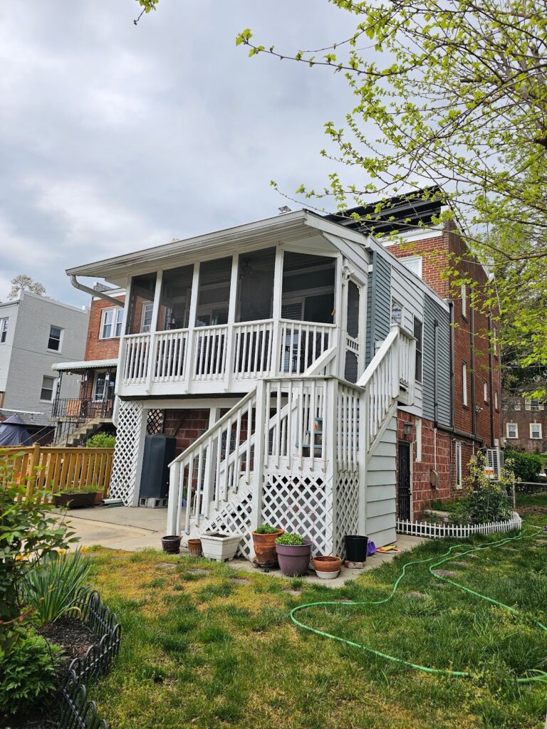 Close-up of Glass Block wall providing light under deck