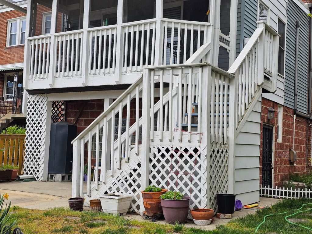 Sunlight filtering through Glass Block panels below deck