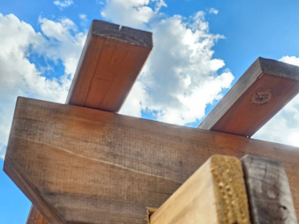 1x3 boards at the top of the pergola