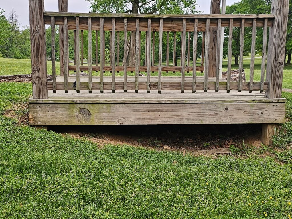 ground underneath of this deck is not in level with the adjacent ground