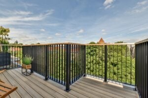 Modern deck railing replacement improving safety and style for a Rockville residence