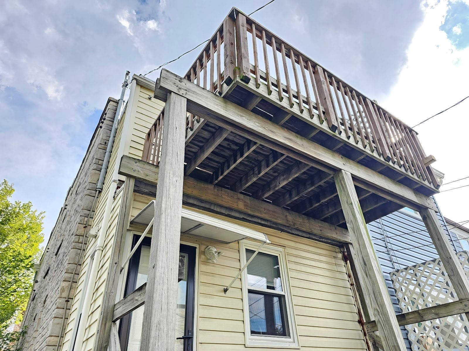 Offset Deck Loadpath at Post - Part I 2 edge of the deck from a lower angle looking upwards