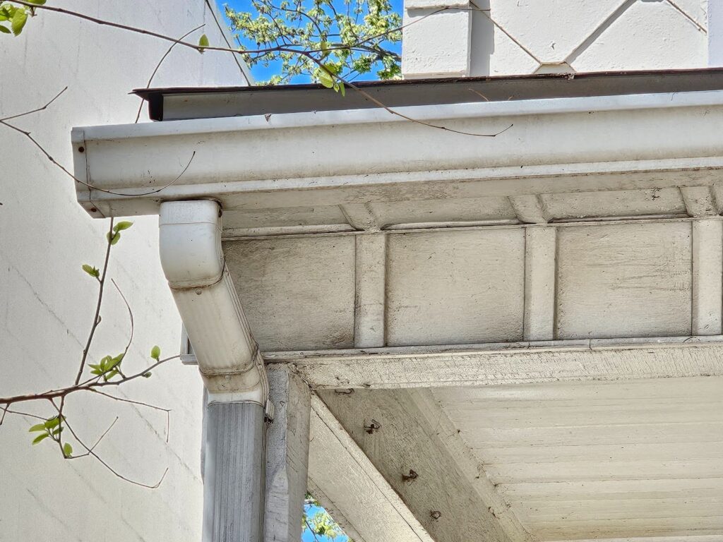 Exterior porch upgrade with modern fascia and ventilated soffits