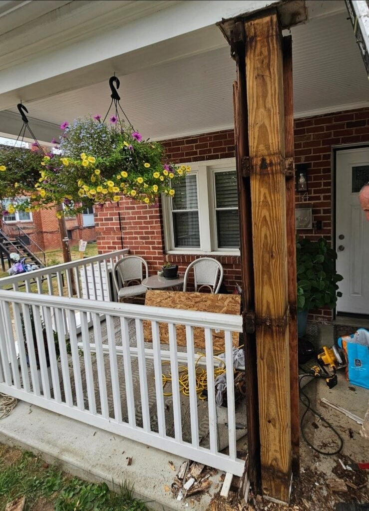 Front Porch Post Reconstruction in Washington dc homes