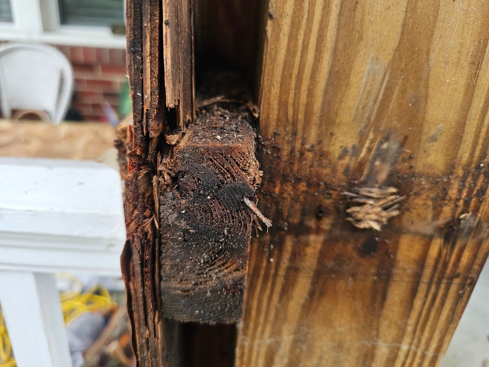 wood blocking was used to fur out the decorative trim boards used at the sides of the column