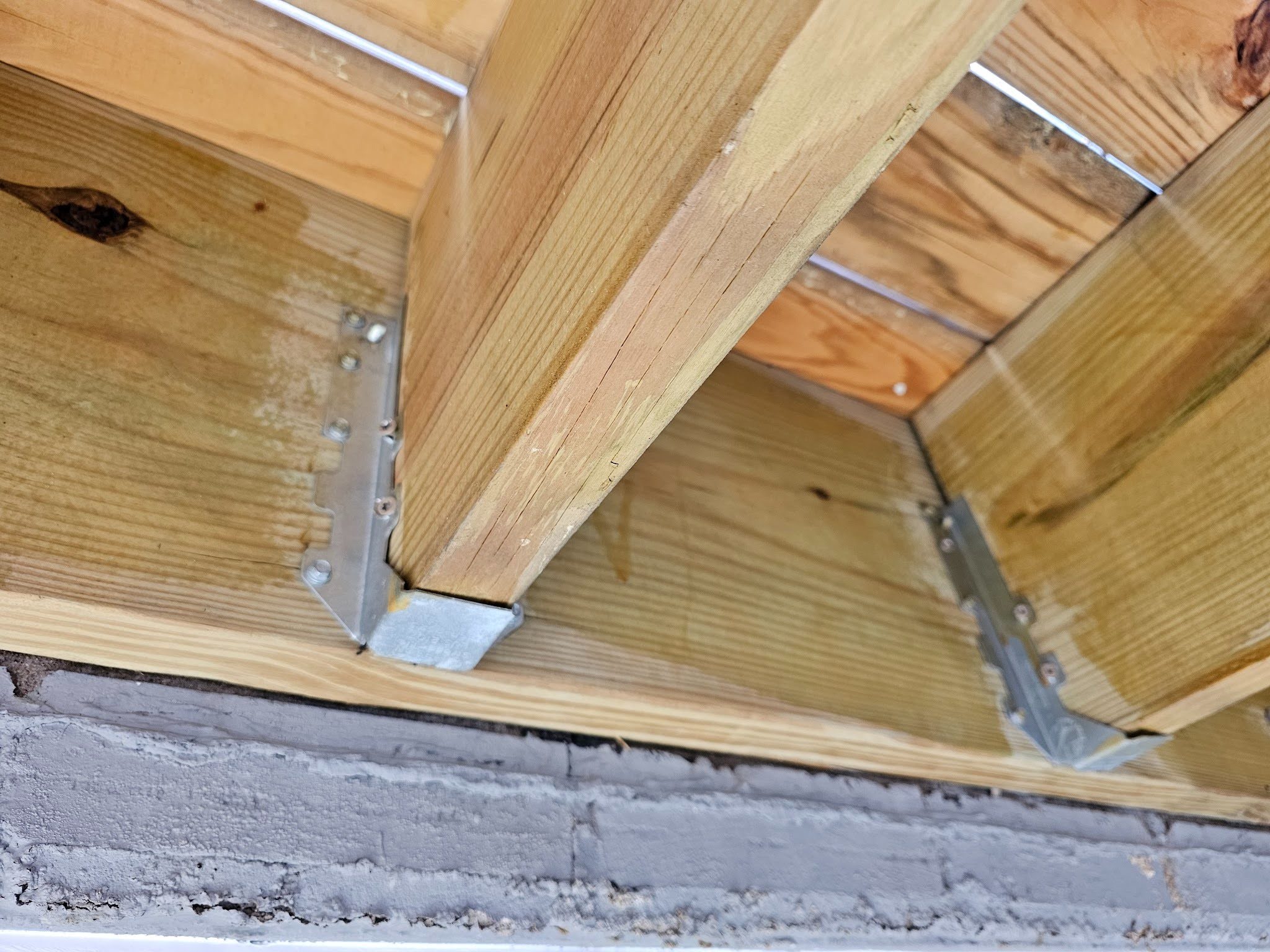 Stair to Deck Connection and Support - Part II 3 metal brackets at most joints