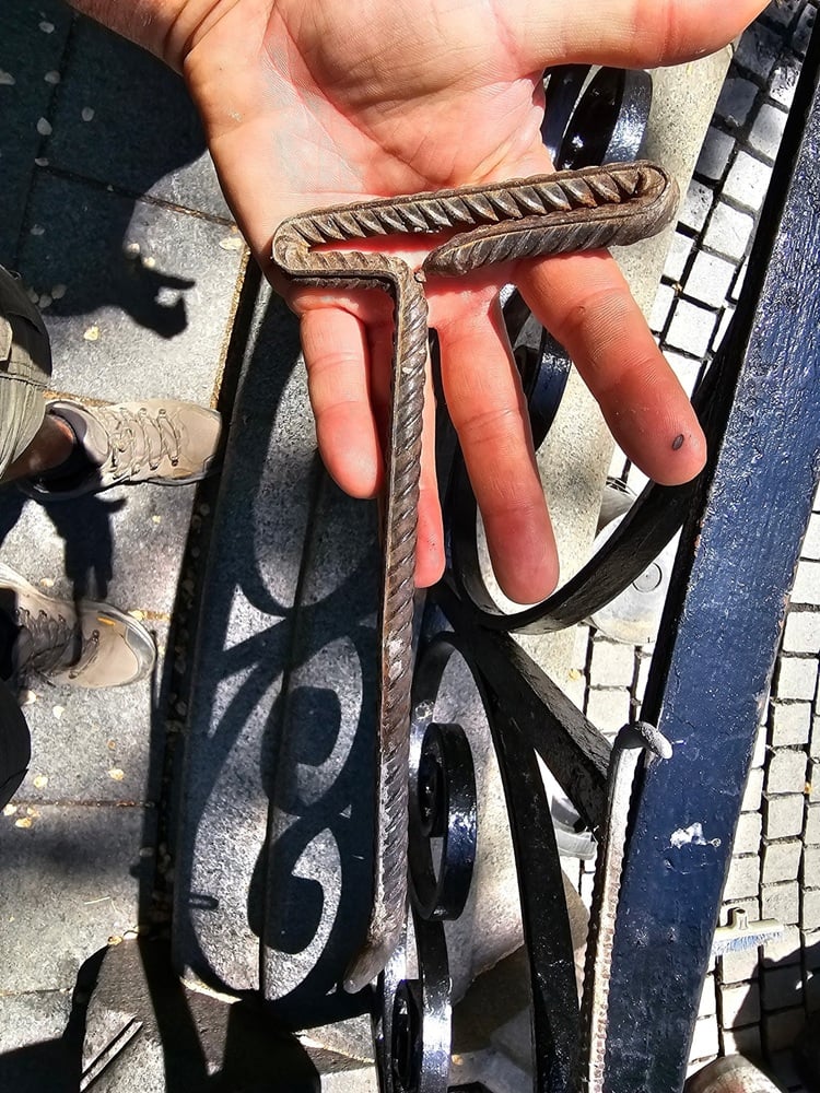 Masonry Restoration and Joint Raking Tools - Part III 5 tight bends at the handmade handle