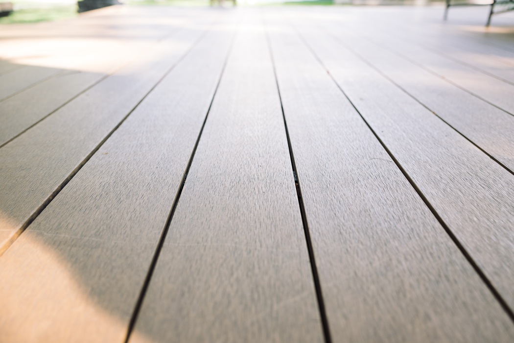 Composite decking installation in a Washington, DC backyard