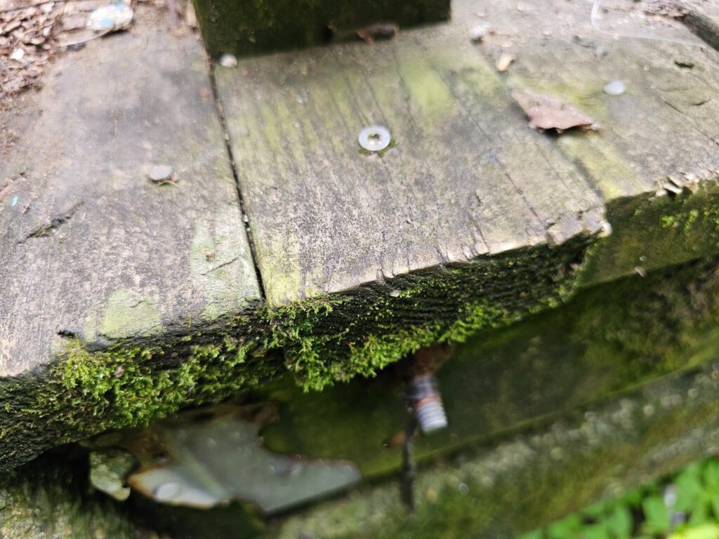 Wood deck boards showing improved protection after staining and sealing